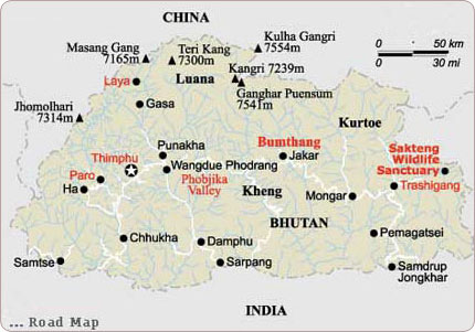 Map of Bhutan
