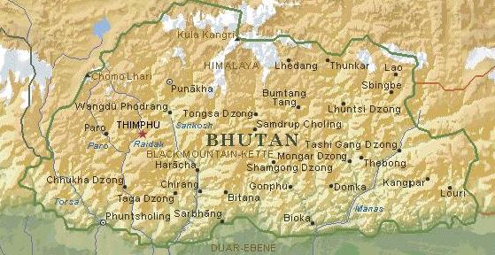 Map of Bhutan
