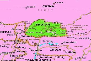 map of Bhutan
